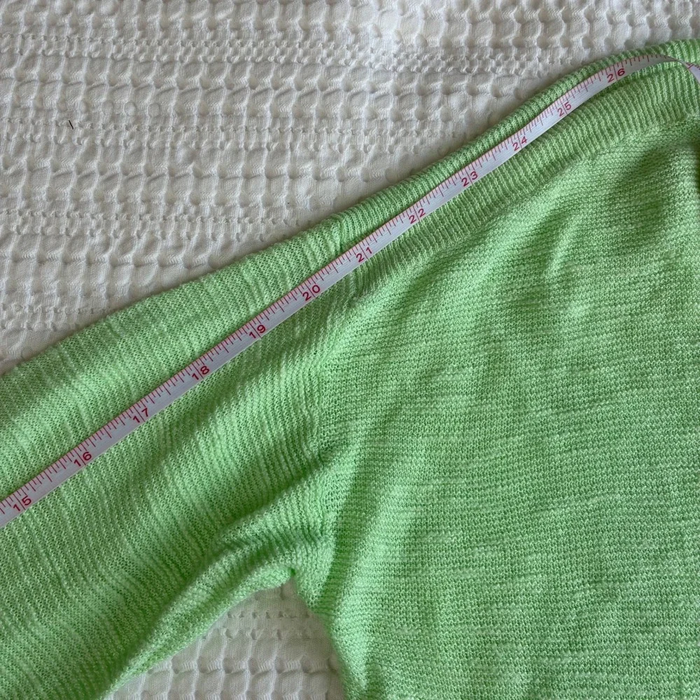 Eileen Fisher Sweater M Spring Green Organic Linen Cotton Pullover Tunic Knit - Picture 11 of 11